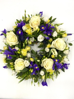 Blue and White Wreath