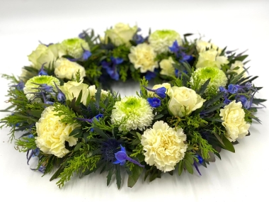 Cream and blue Wreath