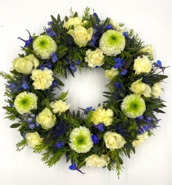 Cream and blue Wreath